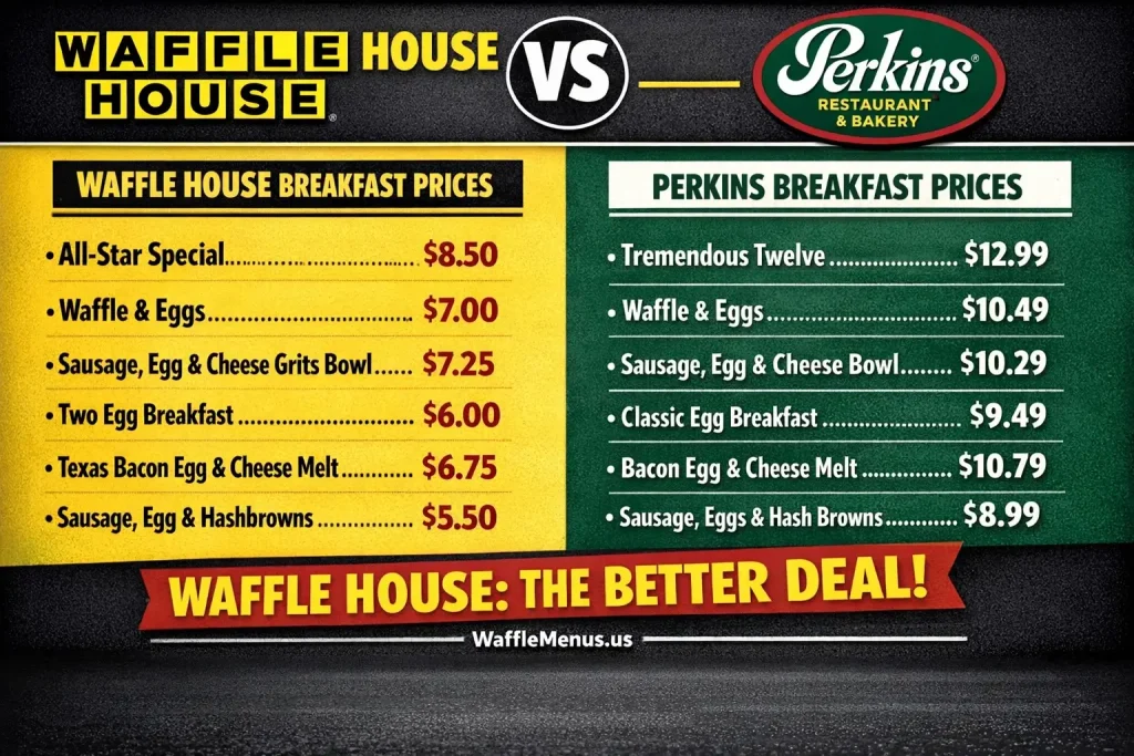 Waffle House vs Perkins Breakfast Prices