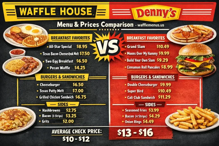 Waffle House or Denny's Menu with Prices Comparison